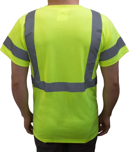 Miniatura 4 de Playeras refractarias de alta visibilidad NY BFS clase 3 con tela antihumedad, parte inferior color negro Verde