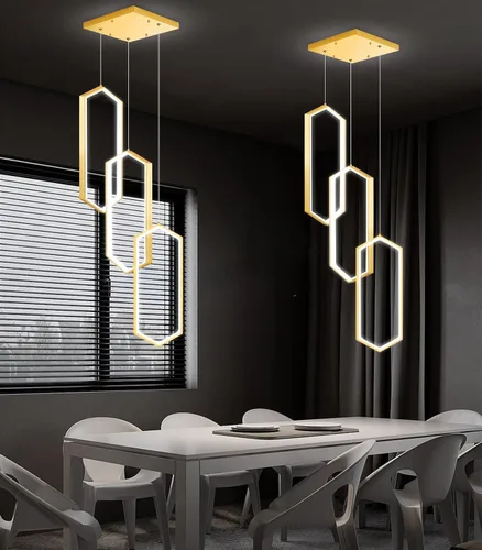 Miniatura 9 de Lámpara colgante regulable de 3 anillos para ajustar mini lámpara LED de techo para cocina, isla, comedor, sala de estar, dormitorio, dorado
