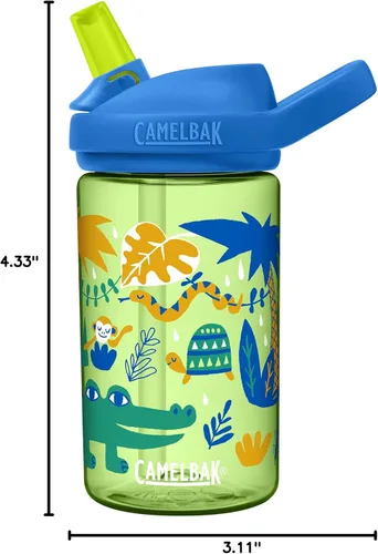 Miniatura 7 de CamelBak Eddy+ Kids Water Bottle with Bite Valve Straw, Leak‑Resistant Easy‑Sip Design for Everyday Hydration, 14oz Kids Animales de la selva
