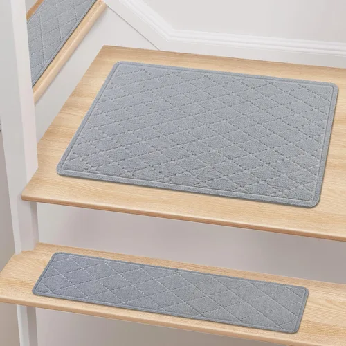 Miniatura 18 de Stair Treads with Landing Rug for Wooden Steps Indoor, Peel and Stick Stair Treads Matching-Mat 20"X32" Stair Landing Slip Resistant Polyester Stair