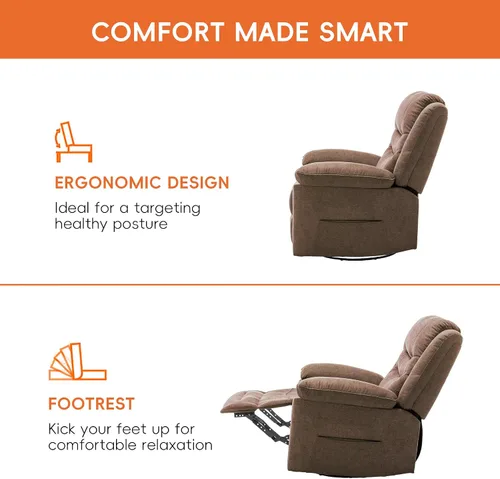 Miniatura 6 de Ketaiyou Sillón Reclinable Eléctrico Giratorio Basculante con Masaje y Calor, Puerto USB, Posición Infinita, Sillas Mecedoras Deslizantes Eléctricas