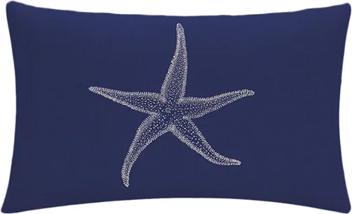 Miniatura 3 de Juego de 2 fundas de almohada con diseño de mar y estrella de mar sobre fondo azul marino, rectangular, para la cintura, diseño de mar costero