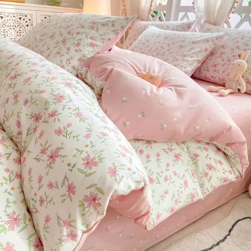 Miniatura 19 de VM VOUGEMARKET - Juego de funda de edredón floral amarilla de 3 piezas para niñas, de algodón, funda de edredón de flores rosas con cierre de F#
