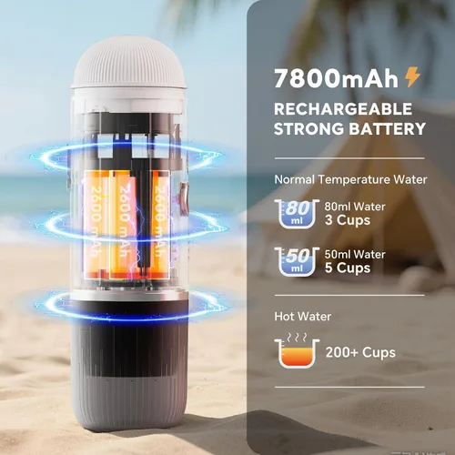 Miniatura 5 de Cafetera eléctrica portátil para café molido y cápsulas NS, tecnología de autocalentamiento rápido con USB-C, perfecta para RV, senderismo, camping