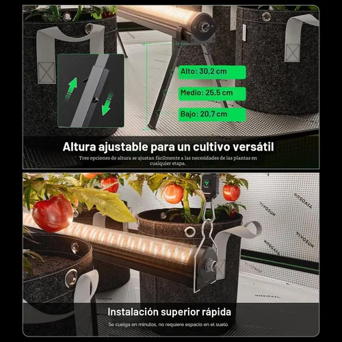 Miniatura 6 de VIVOSUN LumaRay - Luz de cultivo para debajo del dosel, luces LED regulables de espectro completo para carpas de cultivo, invernaderos, compatible