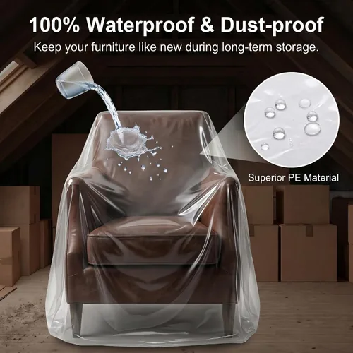 Miniatura 4 de Paquete de 2 fundas transparentes para sillón reclinable, protectores de fundas de plástico impermeables para sillas, funda