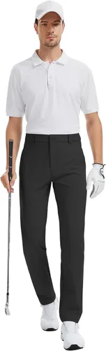 Miniatura 5 de LETAOTAO Pantalones de golf altos para hombre, pantalones de vestir de trabajo de 32/34 pulgadas, 36/38 pulgadas, elásticos, ligeros, de ajuste