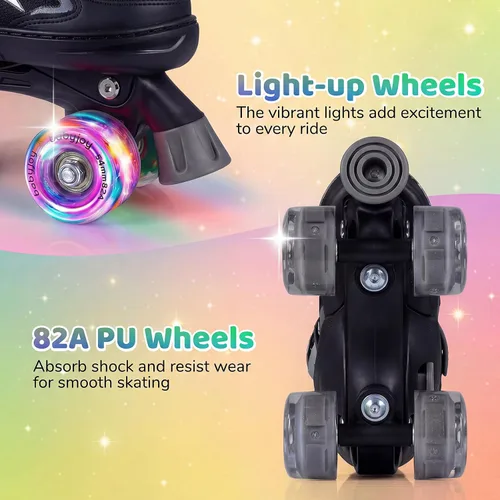 Miniatura 4 de BABY JOY Patines de ruedas ajustables en 4 tamaños para niños de 5 a 14 años de edad, niñas y adolescentes con ruedas iluminadas y protección