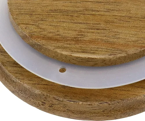 Miniatura 6 de Antrader 4 tapas de almacenamiento de madera, tapas de madera de boca regular para bolas, tarros Kerr y tarros Mason (2.76 pulgadas)