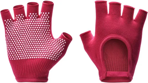 Miniatura 9 de Guantes de yoga antideslizantes sin dedos, ideales para pilates, barras, yoga de aire y entrenamientos de fitness, tela transpirable con agarre