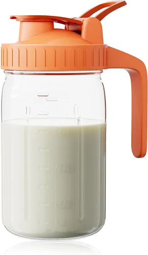 Miniatura 20 de Jarra de leche materna, tarro Mason de 32 onzas, tarro de boca ancha con tapa abatible verde y boquilla de vertido, sello hermético resistente