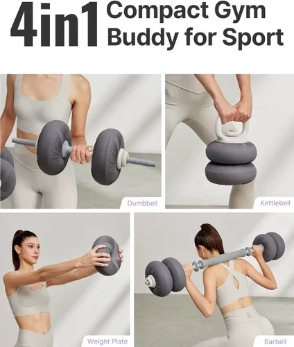 Miniatura 2 de YOTTOY Juego de mancuernas ajustables 3 en 1, pesas rusas de 20 a 40 libras con platos suaves, juego de pesas de gimnasio en casa para entrenamiento