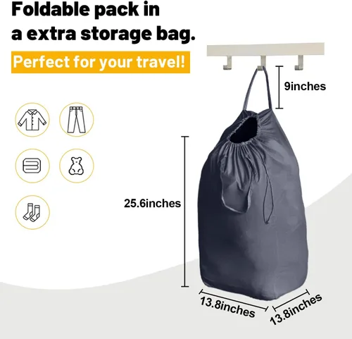 Miniatura 6 de MCleanPin Bolsas de lavandería lavables de 140 litros con asas, almacenamiento de ropa sucia para dormitorio universitario o viajes, forro de Gris