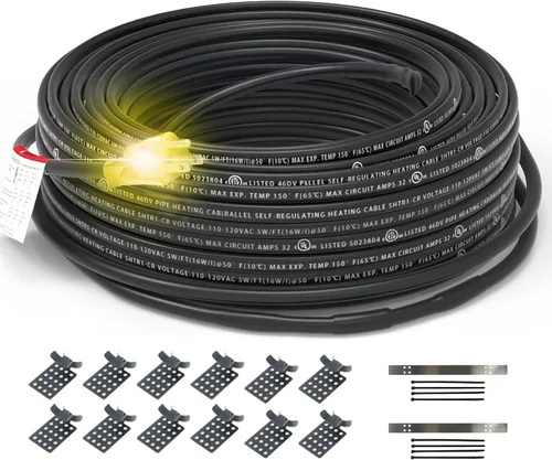 Miniatura 10 de HEATIT PLSR1 12 pies 120 V Cable de calefacción autorregulable de grado industrial y comercial, diseño de uso a largo plazo, resistente, húmedo o 12