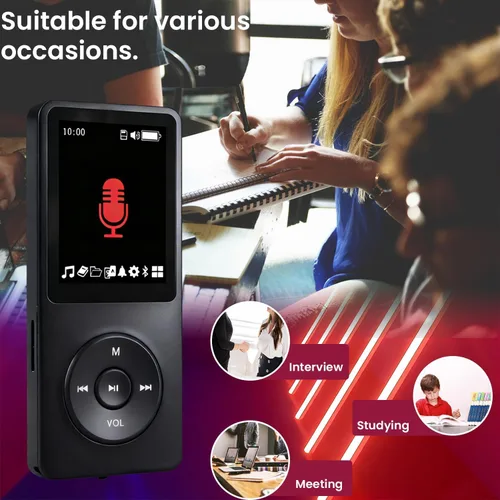 Miniatura 5 de Reproductor de MP3 con Bluetooth, reproductor de música portátil para niños, con altavoz HD integrado, grabadora de voz, sonido de alta fidelidad