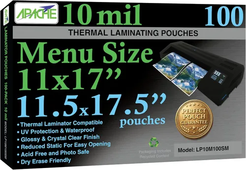 Miniatura 22 de Apache Poster Size Laminating Pouches, 2 Mil, 10 Pack, Holds 24 x 36 Inch Projects (25 x 37 Inch Pouch Size), Thermal Laminator Compatible