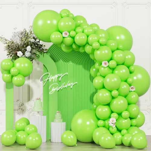 Paquete de 104 globos de color verde lima de diferentes tamaños, 18/12/10/5 pulgadas, arco de guirnalda de globos verde neón brillante para baby