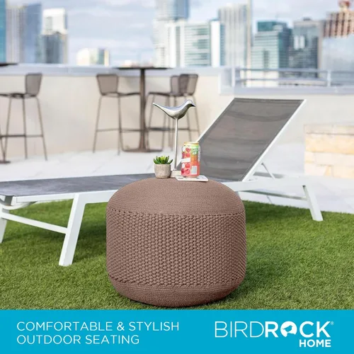 Miniatura 3 de BIRDROCK HOME Puf Otomano para Exteriores Taburete Reposapiés Impermeable Tejido a Mano con Relleno de Bolsa de Perlas Reposapiés Bohemio