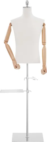 Miniatura 14 de Maniquí masculino con forma de cuerpo de maniquí, 27.5 a 51 pulgadas de altura ajustable de media longitud, modelo de ropa para exhibición