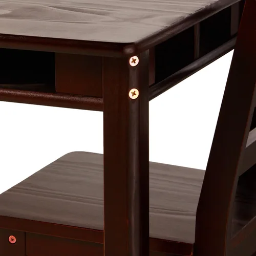 Miniatura 4 de Lipper International – Juego de 2 sillas y mesa rectangular para niños, color avellana, Madera, Espresso