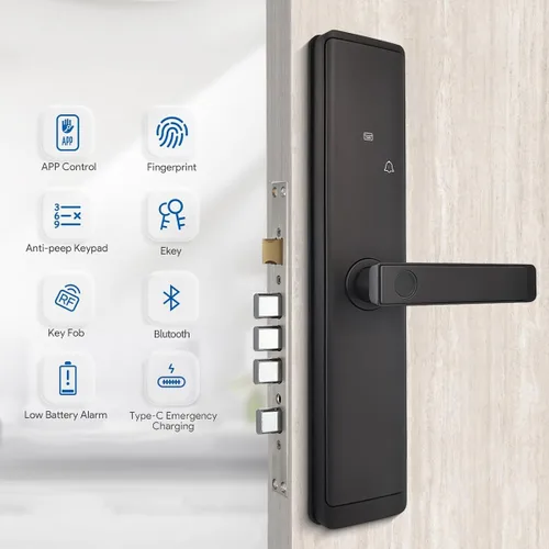 Miniatura 2 de Sophies Cerradura de puerta de entrada sin llave, cerradura de puerta inteligente Bluetooth funciona con código de control de aplicación y soporte