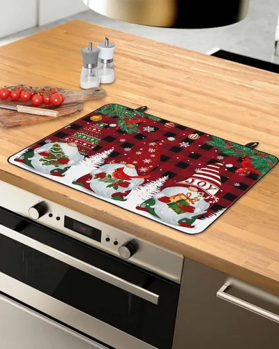 Miniatura 12 de Cubierta de estufa para estufa eléctrica, diseño de Navidad, invierno, fondo rojo nieve, cubierta superior de estufa para parte superior de vidrio