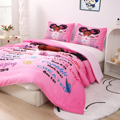 Miniatura 3 de Juego de edredón mágico para niñas negras, tamaño individual, para niños, adolescentes, niñas pequeñas, juego de ropa de cama para niñas negras
