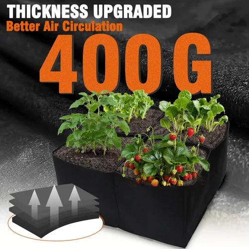 Miniatura 3 de Gardzen Paquete de 2 camas de jardín elevadas de tela, 2 x 2 x 1 pies, 4 rejillas para jardinería de pies cuadrados, caja de plantación