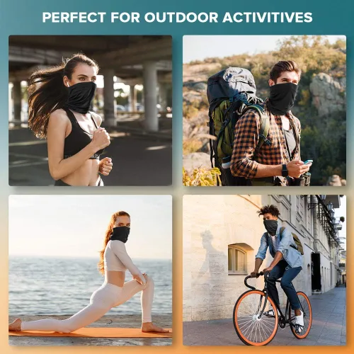 Miniatura 6 de Paquete de 2 polainas para el cuello, cubrebocas, reutilizables, tubo, protección UV, pasamontañas, deportes al aire libre para hombres y mujeres