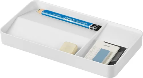 Miniatura 11 de BLUE GINKGO Bandeja de escritorio – Organizador fabricado en Corea para notas, bolígrafos, lápices y accesorios (doble cara, beige)