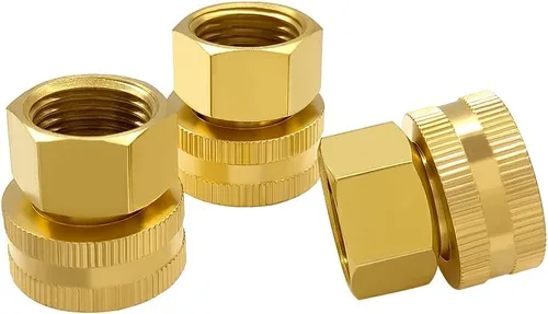 Hooshing Conector de manguera de jardín de latón 3/4 pulgadas GHT a 1/2 "NPT doble hembra manguera de jardín adaptador de montaje pulgar conector