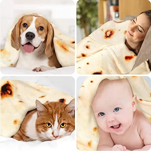 Miniatura 2 de SILUI Manta de burrito de tortilla, regalos de elefante blanco para niños, cosas útiles para bebés, manta divertida y novedosa para recién nacidos