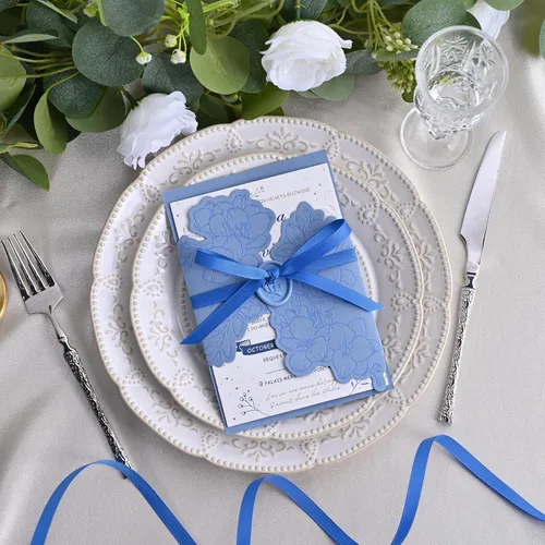 Miniatura 4 de Cinta de grogrén azul real de 3/8 pulgadas x 50 yardas, cinta azul real para envolver, corona, baby shower y otros proyectos