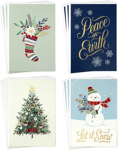 Hallmark - Surtido de tarjetas de Navidad en caja, Que nieve (4 diseños, 12 tarjetas y sobres)
