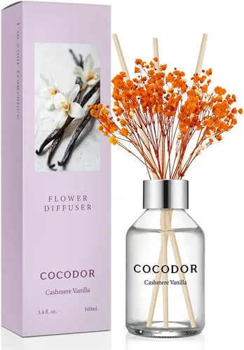 Miniatura 48 de COCODOR Juego de Difusor de Varillas de Junco con Flores / 6.7 oz / Eucalipto Limón / Difusor de Aroma con Varillas Fragancia para el Hogar Difusor