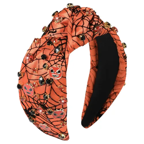 Miniatura 30 de Diademas de fantasma de Halloween para mujer, diadema de araña espeluznante con cuentas de diamantes de imitación de cristal, accesorios