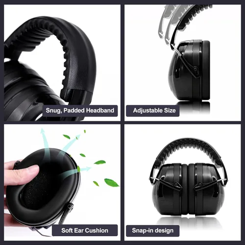 Miniatura 3 de Yewltvep Protección auditiva para disparos, protección auditiva con orejeras, gafas de seguridad para armas, tapones para los oídos, estuche de Negro