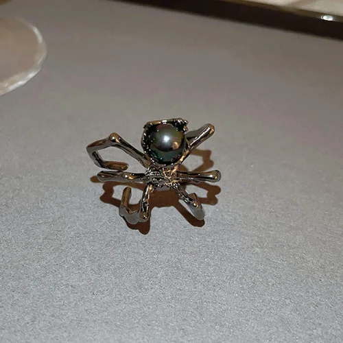 Miniatura 7 de Wiwpar Anillo de dedo abierto de araña grande negro gótico punk para mujeres y hombres, estilo bohemio, vintage, grueso, nudillo, araña, anillos