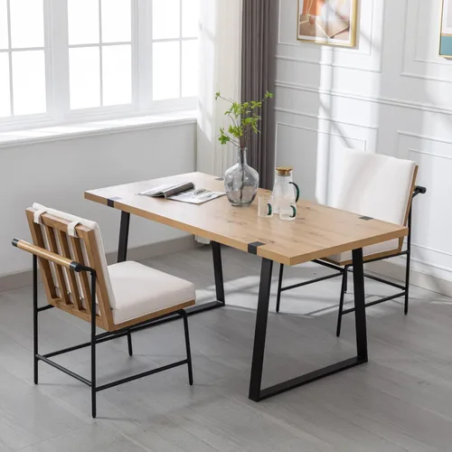 Miniatura 4 de HEAH-YO Juego de 2 sillas de comedor modernas, tapizadas de tela de lino con respaldo, sillas de cocina sin brazos para comedor, color blanco Lino