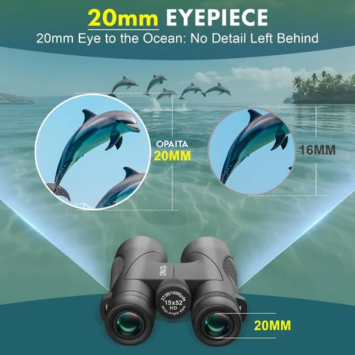 Miniatura 5 de HD - Binoculares de alta potencia de 15 x 52 pulgadas para adultos, binoculares profesionales de observación de aves con prisma BAK4 y lente FMC
