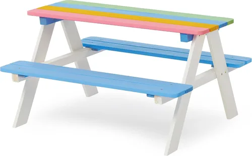 Miniatura 6 de BTExpert Mesa de picnic para niños, juego de banco de silla sensorial de actividades para niños de madera para niños - madera Multi
