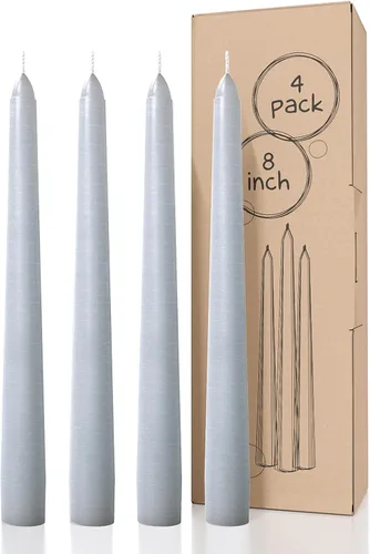 Miniatura 62 de CANDWAX Paquete de 4 velas cónicas blancas, sin goteo, de combustión lenta, sin perfume, de 12 pulgadas, ideales para mesa de comedor, candelabros