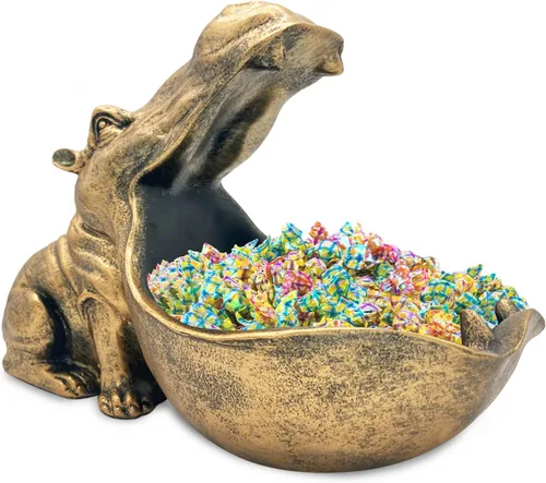 Miniatura 13 de aboxoo Estatua de hipopótamo de resina para el hogar, escultura de hipopótamo, decoración de mesa, artículos diversos, caja de almacenamiento