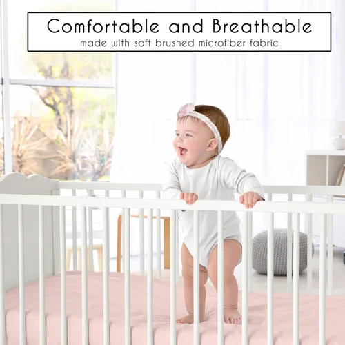 Miniatura 2 de Sweet Jojo Designs Sábanas ajustables para cuna de bebé (rosa sólido) para niñas, guardería infantil, habitación de niños pequeños - Tamaño estándar