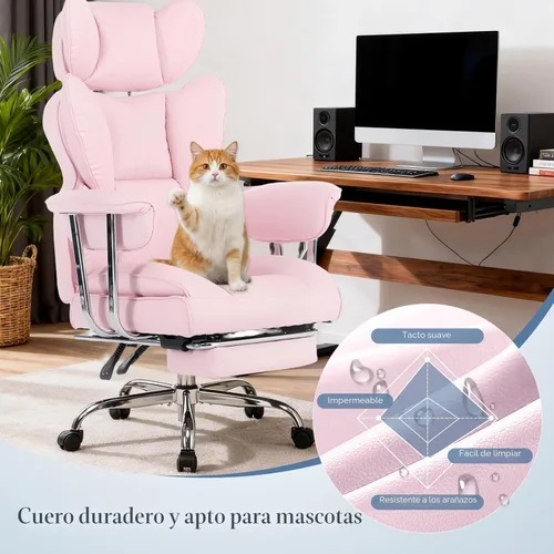 Miniatura 6 de DUMOS Silla de oficina grande y alta, 350 libras, silla de escritorio ejecutiva de piel sintética resistente a los arañazos con reposapiés, silla