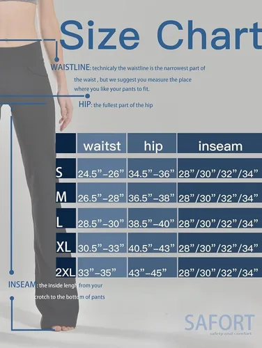 Miniatura 7 de Safort Pantalones de yoga con entrepierna de 28" 30" 32" 34"más amplios en la parte inferior para botas altas, 4 bolsillos, UPF50+