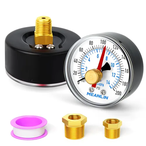 Miniatura 17 de MEANLIN MEASURE 0~100 Psi Manómetro de acero inoxidable con esfera de 2.5 pulgadas con puntero de reinicio, relleno de líquido, WOG para agua