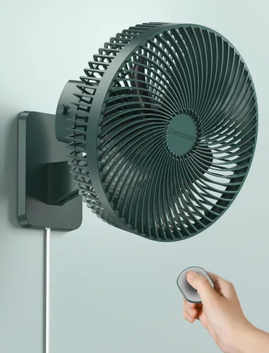 Comoistar Ventilador pequeño oscilante de 10 pulgadas para montaje en pared con control remoto y temporizador, 4 velocidades, adaptador incluido,