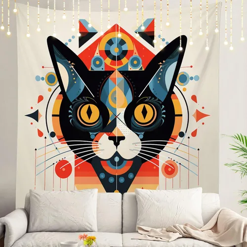 Miniatura 42 de Shrahala Tapiz de pared negro grunge, monocromático para colgar en la pared, tapiz grande decorativo de fibra de poliéster, dobladillo blanco Ethnic