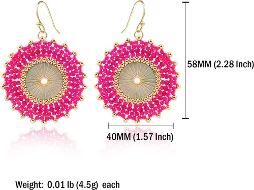 Miniatura 2 de Aretes de cuentas coloridos para mujer, aretes de cuentas hechos a mano para playa de verano, aretes bohemios para niñas